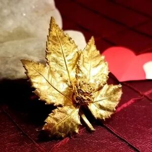 Vintage Danish Vermeil Leaf Pin